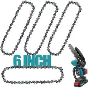 6 Inch Mini Chainsaw Chain Replacement, 2 Pcs Chains for Cordless Electric Portable Chainsaw, Durable Carbon Steel Saw Chains for Pruning Shears and Wood Cutting