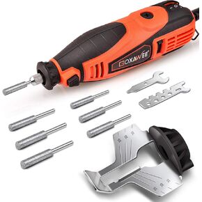 GOXAWEE Chainsaw Sharpener Kit 180W Power Chain Saw Sharpen Tool Set Comes with 6 File Size Diamond Sharpening Wheels, Angle Attachment (Electric Blade Sharpening File 5 Speed Setting, 8000~35000 RPM) in Kuwait