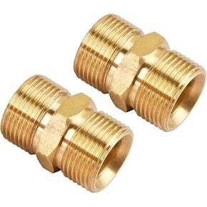 YAMATIC Pressure Washer Hose Coupler, M22-14mm Male to M22-14mm Male, Solid Brass 5000 PSI Pressure Washer Hose Extension Adapter Fitting, 1 PCS
