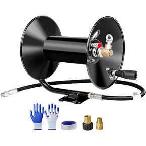 MEKOH 100ft, 4000 PSI Heavy Duty Power Washer Hose Reel Wall Mounted, Metal Hose Reel Hand Crank, Outdoor Hose Reel for Air/Liquid/Water Use in Saudi Arabia