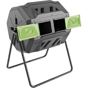 Garden Compost Bin from BPA Free Material, Dual Rotating Outdoor Composting Tumblers (43 Gallon,Black)