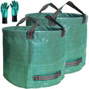 Professional 2-Pack 137 Gallon Lawn Garden Bags (D34, H34 inches) Yard Waste Bags with Coated Gloves, Large Lawn Leaf Bags 4 Handles,Yard Debris Bags,Gardening Clippings Bags,Leaf Container,Trash Bags in Kuwait