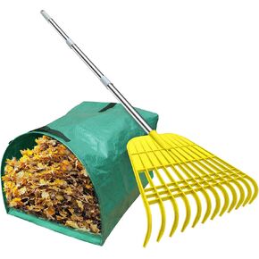 Gardzen Large Leaf Scoop Hand Rakes, Debris and Yard Waste Removal, Comes with 72 Gallon Garden Bag, Work Gloves, Protective Pads