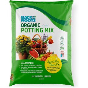 Back to the Roots مزيج بوتينغ متعدد الأغراض 6 كوارت (أفضل قيمة)، 100% عضوي ومصنوع في الولايات المتحدة الأمريكية، أغذية نباتية غنية بالمغذيات، ومسبوكات ديدان، ويوكا للتحكم في الرطوبة (قد تختلف العبوة) in Kuwait