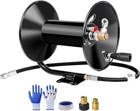MEKOH 100ft, 4000 PSI Heavy Duty Power Washer Hose Reel Wall Mounted, Metal Hose Reel Hand Crank, Outdoor Hose Reel for Air/Liquid/Water Use in Saudi Arabia