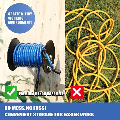 MEKOH 100ft, 4000 PSI Heavy Duty Power Washer Hose Reel Wall Mounted, Metal Hose Reel Hand Crank, Outdoor Hose Reel for Air/Liquid/Water Use in Saudi Arabia