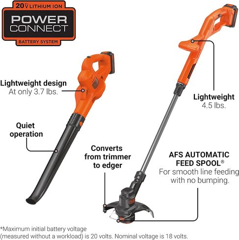 BLACK+DECKER 20V MAX Lithium String Trimmer/Edger with Extra Lithium Battery 2.0 Amp Hour (LCC222 & LBXR2020-OPE) in Saudi Arabia