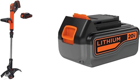 BLACK+DECKER 20V MAX String Trimmer/Edger with Extra Lithium Battery 2.0 Amp Hour (LSTE525 & LBXR2020-OPE) in Saudi Arabia