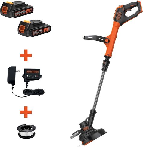 BLACK+DECKER 20V MAX String Trimmer/Edger with Extra Lithium Battery 2.0 Amp Hour (LSTE525 & LBXR2020-OPE) in Saudi Arabia