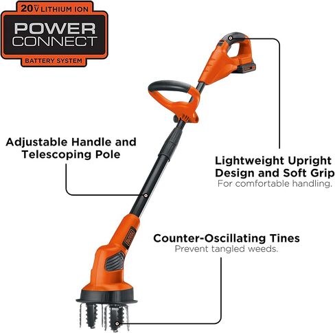 BLACK+DECKER 20V Cordless Garden Cultivator/Tiller with Extra Lithium Battery 2.0 Amp Hour (LGC120 & LBXR2020-OPE) in Saudi Arabia