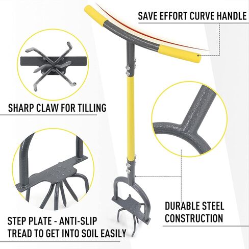 جاردينير محراث يدوي للحديقة، محراث تويست للحديقة شديد التحمل، محراث تربة يدوي لصندوق الزهور والسرير المرتفع in Kuwait