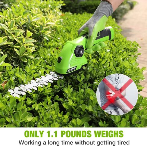 WORKPRO Cordless Grass Shear & Shrubbery Trimmer - 2 in 1 Handheld Hedge Trimmer 7.2V Electric Grass Cutter 2.0Ah Rechargeable Lithium-Ion Battery and USB Cable Included in Kuwait