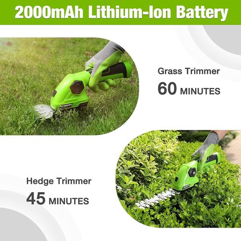 WORKPRO Cordless Grass Shear & Shrubbery Trimmer - 2 in 1 Handheld Hedge Trimmer 7.2V Electric Grass Cutter 2.0Ah Rechargeable Lithium-Ion Battery and USB Cable Included in Kuwait
