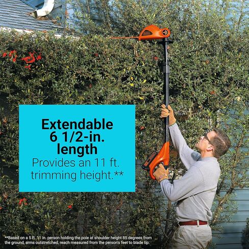 BLACK+DECKER 20V MAX Cordless Pole Hedge Trimmer with Extra Lithium Battery 2.0 Amp Hour (LPHT120 & LBXR2020-OPE) in Saudi Arabia
