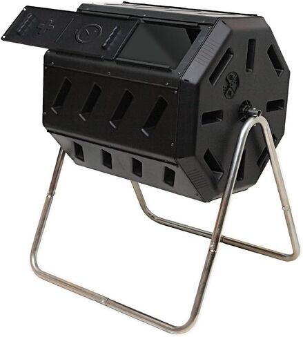 FCMP Outdoor IM2000 Tumbling Composter Canadian-Made, 100% Recycled Resin - Outdoor Rotating Compost Tumbler Bin for Garden, Kitchen, and Yard Waste, Black (22 Gallon) in Saudi Arabia