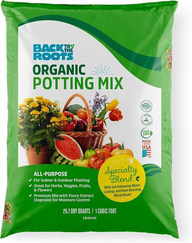 Back to the Roots All-Purpose Potting Mix 6 Quarts (Best Value), 100% Organic & USA Made ,Nutrient Rich Plant Food, Worm-Castings, & Moisture Controlling Yucca ( packaging may Vary ) in Saudi Arabia