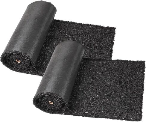 2 Pack Recycled Rubber Mulch Mat Roll Black Permanent Mulch Walkway Pathway for Landscaping Outdoor 8' x 2' in Kuwait