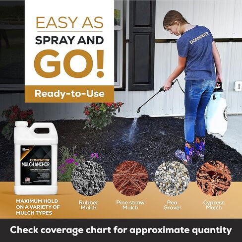 Dominator Rock Anchor 64oz - Rock Glue for Landscaping Gravel & Stone, Ready to Spray, Locks in River Rock, Pea Gravel & Decorative Rock, Prevents Scattering & Washouts, Water-Based in Kuwait