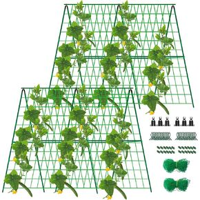 2 Packs 48" x 48" Foldable Cucumber Trellis for Raised Bed- A-Frame Garden Trellis for Climbing Plant Outdoor with Climbing Net & Plant Support Clip for Outdoor Plants Zucchini Vegetables Flowers in Saudi Arabia