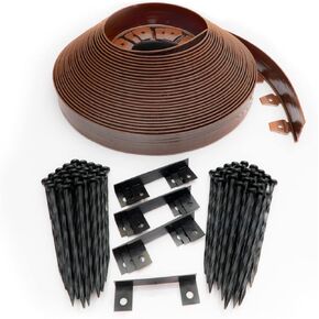 EasyFlex 2.5" Tall Wall No-Dig Landscape Edging Kit - 100 Foot, Black & Tall Wall No-Dig Landscape Edging with Anchoring Spikes