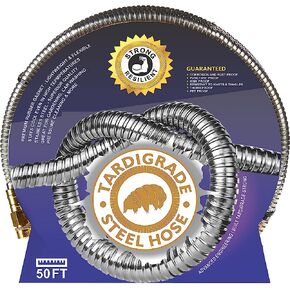 خرطوم فولاذي Tardigrade - خرطوم حديقة 50 قدم - مصنوع من المعدن - فولاذ مقاوم للصدأ شديد التحمل - خراطيم مياه للحدائق الخارجية بطول 50 قدم، مرنة، خفيفة الوزن، مقاومة لمضغ الكلاب، بدون ربط، أدوات عشبية متينة in Kuwait