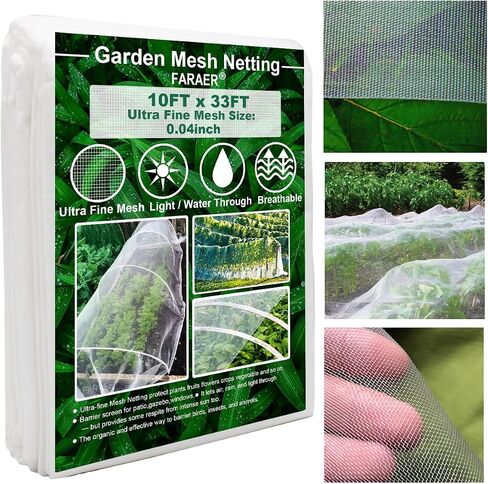 Ultra Fine Garden Mesh Netting, FARAER Plant Covers 8'x24' Garden Netting for Protect Vegetable Plants Fruits Flowers Crops Greenhouse Row Cover Protection Mesh Net Patio Gazebo Screen Barrier Net in Saudi Arabia