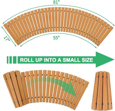 RELIANCER 6' Wooden Garden Pathway,Outdoor Roll Out Cedar Curved Walkway,Patio Path Decorative Garden Boardwalk Walkways,Weather-Resistant Roll Up Beach Wood Road Floor,Wedding Party Pathways in Kuwait