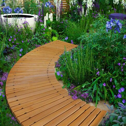 RELIANCER 6' Wooden Garden Pathway,Outdoor Roll Out Cedar Curved Walkway,Patio Path Decorative Garden Boardwalk Walkways,Weather-Resistant Roll Up Beach Wood Road Floor,Wedding Party Pathways in Kuwait