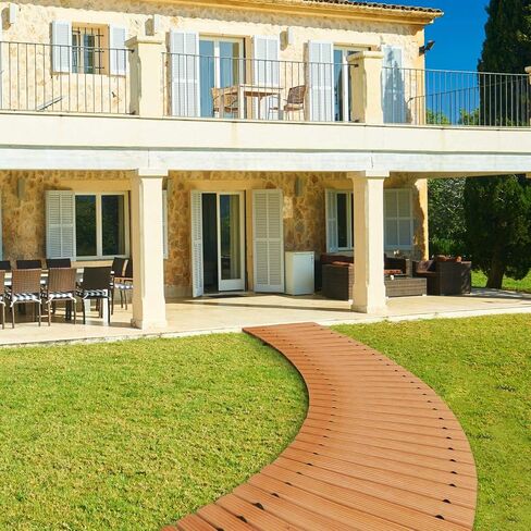 RELIANCER 6' Wooden Garden Pathway,Outdoor Roll Out Cedar Curved Walkway,Patio Path Decorative Garden Boardwalk Walkways,Weather-Resistant Roll Up Beach Wood Road Floor,Wedding Party Pathways in Kuwait