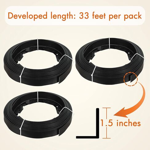 Gardzen 1.5" x20' Landscape Edging Kit, Garden Edging Coil Comes with 24 Pcs Spikes, No Dig Lawn Border Design in Kuwait