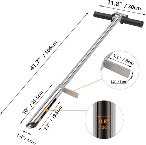 مسبار عينات التربة 40 انش، مسبار عينات التربة من الستانلس ستيل 304 على شكل حرف T مع دواسة قدم لاخذ عينات التربة في المزرعة/الزراعة/العناية بالنباتات/الحديقة (1 متر) in Kuwait