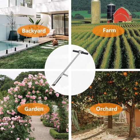 مسبار عينات التربة 40 انش، مسبار عينات التربة من الستانلس ستيل 304 على شكل حرف T مع دواسة قدم لاخذ عينات التربة في المزرعة/الزراعة/العناية بالنباتات/الحديقة (1 متر) in Kuwait