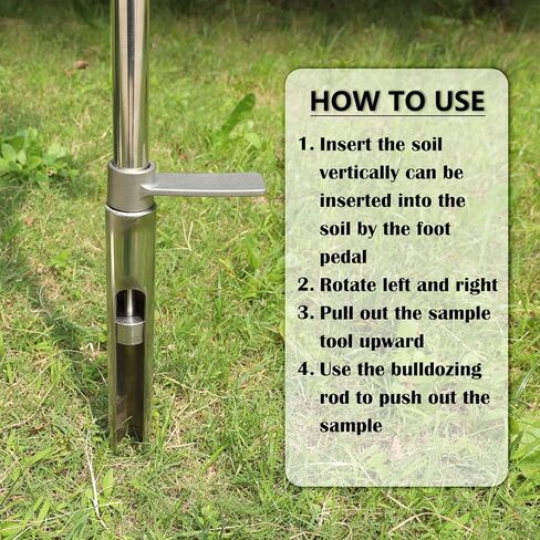 مسبار عينات التربة 40 انش، مسبار عينات التربة من الستانلس ستيل 304 على شكل حرف T مع دواسة قدم لاخذ عينات التربة في المزرعة/الزراعة/العناية بالنباتات/الحديقة (1 متر) in Kuwait