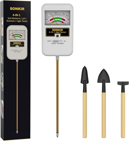 Sonkir Soil Moisture Meter, 4-in-1 Soil Ph Meter, Soil Tester for Nutrients, Moisture, PH and Light, Soil Ph Test Kits for Plant, Great for Garden, Lawn, Indoor & Outdoor Use (No Battery Required) in Saudi Arabia