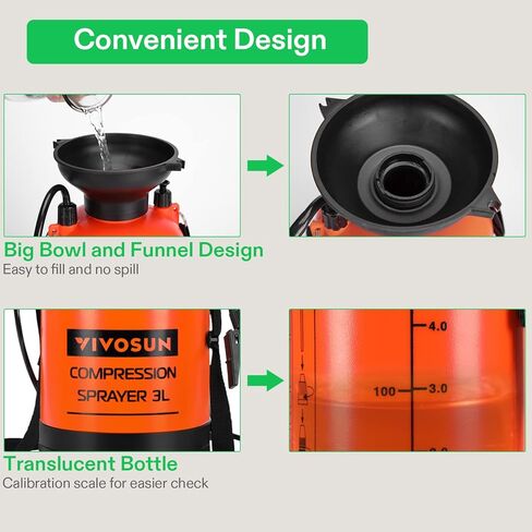 بخاخ ضغط مضخة 1.35 جالون من VIVOSUN، زجاجة رذاذ مياه مضغوطة للحديقة والحديقة مع حزام كتف قابل للتعديل، لرش النباتات وسقي الحديقة والتنظيف المنزلي in Kuwait