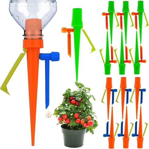أجهزة مسامير السقاية الذاتية للنباتات من JCNZM، ترقية سقاية النبات مع صمام التحكم البطيء الإصدار، نظام الري بالتنقيط التلقائي، منع قطع المياه مع دعامة مضادة للإمالة - 12 قطعة in Kuwait