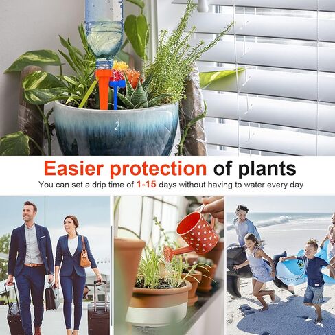 أجهزة مسامير السقاية الذاتية للنباتات من JCNZM، ترقية سقاية النبات مع صمام التحكم البطيء الإصدار، نظام الري بالتنقيط التلقائي، منع قطع المياه مع دعامة مضادة للإمالة - 12 قطعة in Kuwait