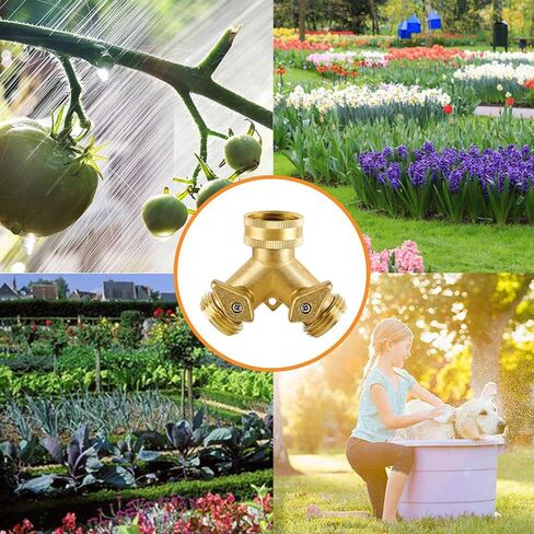 مقسم خرطوم حديقة عالي التحمل مع صمامات إغلاق، مقسم خرطوم حديقة على شكل حرف Y، صنبور توصيل للري في الحديقة الخارجية، مناسب لجميع الخيوط الأمريكية 3/4 in Kuwait