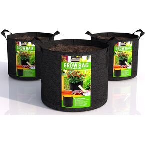 Utopia Home 3 Pack 5 Gallon Grow Bags, 300G Thickened Nonwoven Plant Fabric Pots for Outdoor, Grow Pots, Garden Plant Bags, Aeration Fabric Planter Bags for Fruits, Vegetables and Flowers