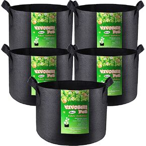 VIVOSUN 5-Pack 1 Gallon Heavy Duty Thickened Nonwoven Fabric Pots Grow Bags with Handles