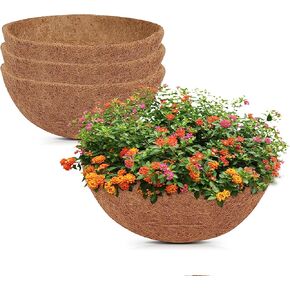 2 Pcs Coconut Hanging Basket Liners 14 Inch, Sturdy Round Coco Liners for Planters, Perfect Replacement for The Old, 100% Natural, Easy to Straighten Out