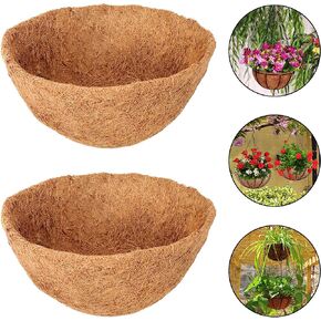 Halatool 2 PCS 10 Inch Round Coco Liners Hanging Basket 100% Natural Replacement Coconut Fiber Liner for Garden Flower Pot Vegetables Herbs