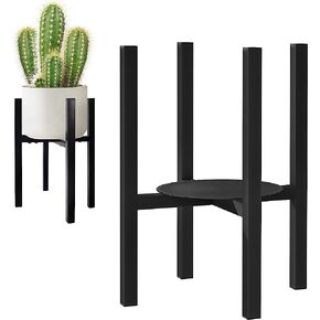 CADANI Metal Adjustable Plant Stand, Mid-Century Flower Pot Stand with Trays to Fit Different Sized Pots, Heavy Duty Holder Rack for Home Indoor and Outdoor, Black in Saudi Arabia