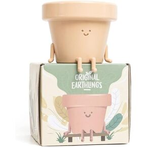 Original Earthlings Legs Out Pot, Cute Plant Pot, 3.5 Inch Plastic Funny Planter with Drainage, Unique Cactus Plant Lover Gift, Small Succulent Face Flower Pot, Fun Teacher Appreciation Gift