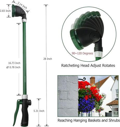 Heavy Duty 21 Inch Watering Wand with Pivoting Head, Adjustable Water Sprayer Wand with Ergonomic Handle, Spray 6 Watering Patterns, Perfect for Watering Hanging Plants in Kuwait
