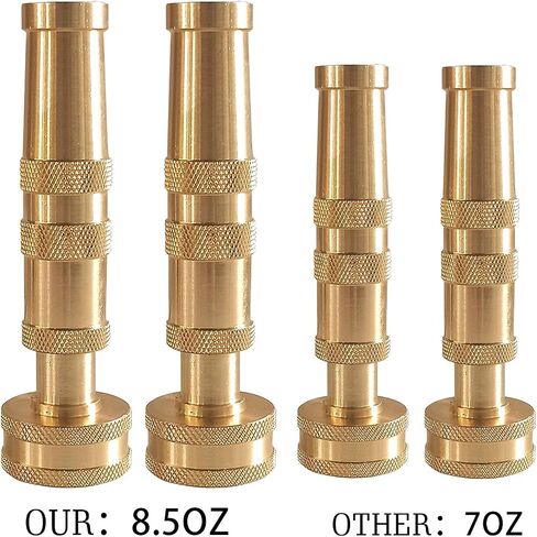 Hourleey Adjustable Twist Hose Nozzle, 4" Heavy-Duty Brass 3/4" GHT Hose Nozzle with 2 Garden Hose Rubber Washers (1 Pack) in Kuwait