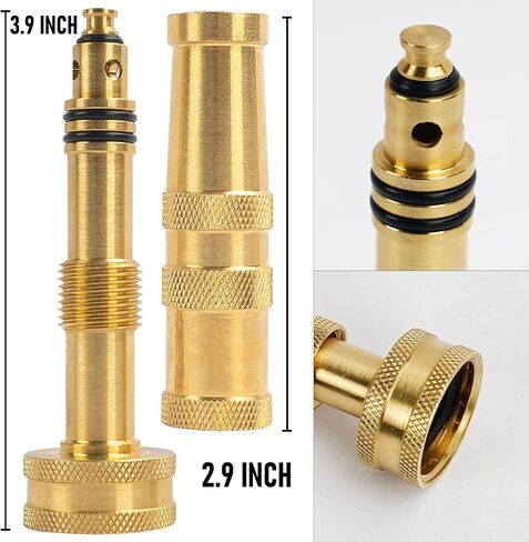 Hourleey Adjustable Twist Hose Nozzle, 4" Heavy-Duty Brass 3/4" GHT Hose Nozzle with 2 Garden Hose Rubber Washers (1 Pack) in Kuwait