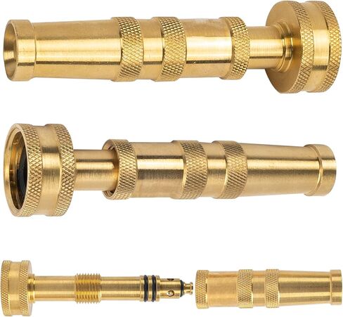Hourleey Adjustable Twist Hose Nozzle, 4" Heavy-Duty Brass 3/4" GHT Hose Nozzle with 2 Garden Hose Rubber Washers (1 Pack) in Kuwait
