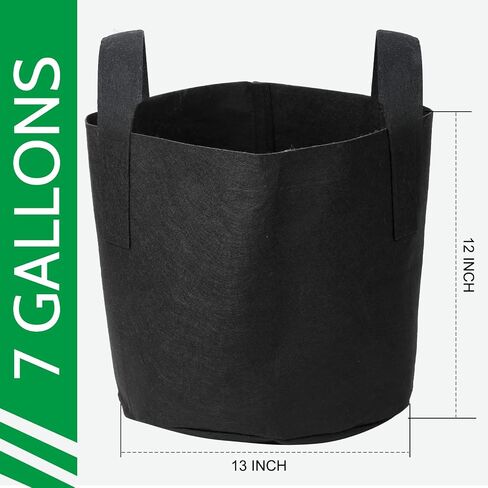 JERIA 12-Pack 1 Gallon, Vegetable/Flower/Plant Grow Bags, Aeration Fabric Pots with Handles (Black), Come with 12 Pcs Plant Labels in Saudi Arabia