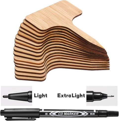 Boxgear 50pcs Bamboo Plant Labels (T-Type) with a Marker Pen, Garden Markers, Plant Tags, Wooden Plant Sign, Gardening Accessories, Garden Markers for Seed Potted Herbs Flowers Vegetables in Kuwait